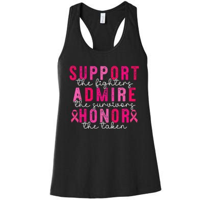 Breast Cancer Support Admire Honor Breast Cancer Awareness Women's Racerback Tank