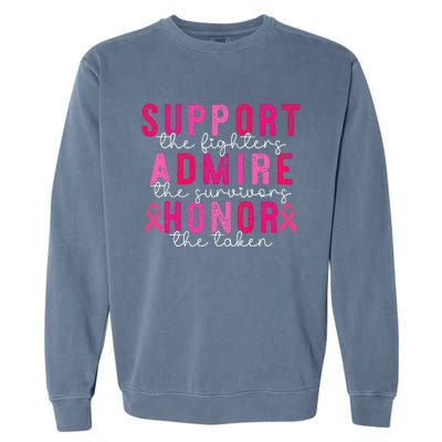 Breast Cancer Support Admire Honor Breast Cancer Awareness Garment-Dyed Sweatshirt