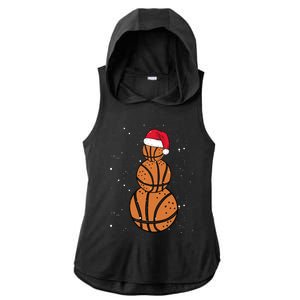 Basketball Christmas Santa Claus Xmas Day Hoop Sport Great Gift Ladies PosiCharge Tri-Blend Wicking Draft Hoodie Tank