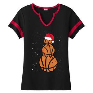 Basketball Christmas Santa Claus Xmas Day Hoop Sport Great Gift Ladies Halftime Notch Neck Tee