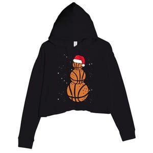 Basketball Christmas Santa Claus Xmas Day Hoop Sport Great Gift Crop Fleece Hoodie