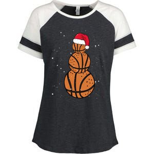 Basketball Christmas Santa Claus Xmas Day Hoop Sport Great Gift Enza Ladies Jersey Colorblock Tee