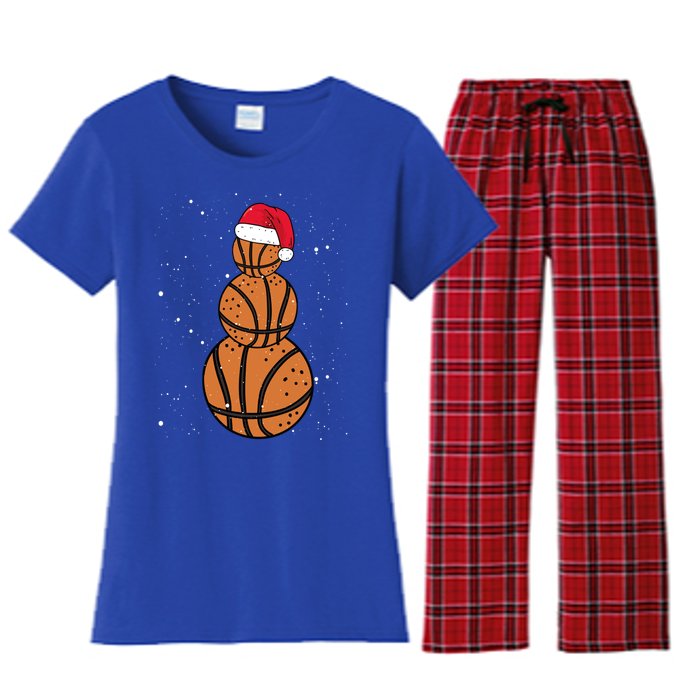 Basketball Christmas Santa Claus Xmas Day Hoop Sport Great Gift Women's Flannel Pajama Set