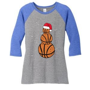 Basketball Christmas Santa Claus Xmas Day Hoop Sport Great Gift Women's Tri-Blend 3/4-Sleeve Raglan Shirt