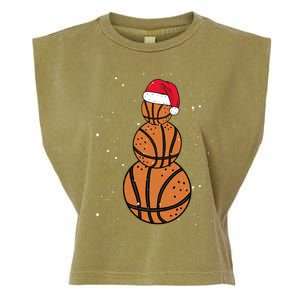 Basketball Christmas Santa Claus Xmas Day Hoop Sport Great Gift Garment-Dyed Women's Muscle Tee