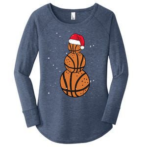 Basketball Christmas Santa Claus Xmas Day Hoop Sport Great Gift Women's Perfect Tri Tunic Long Sleeve Shirt