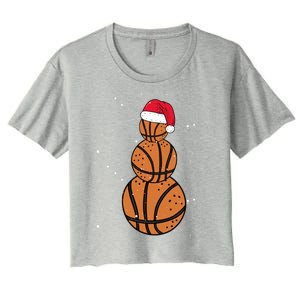 Basketball Christmas Santa Claus Xmas Day Hoop Sport Great Gift Women's Crop Top Tee