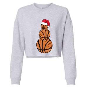 Basketball Christmas Santa Claus Xmas Day Hoop Sport Great Gift Cropped Pullover Crew