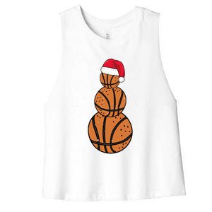 Basketball Christmas Santa Claus Xmas Day Hoop Sport Great Gift Women's Racerback Cropped Tank