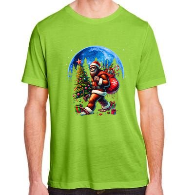 Bigfoot Christmas Santa Hat Sasquatch Moon Xmas Adult ChromaSoft Performance T-Shirt