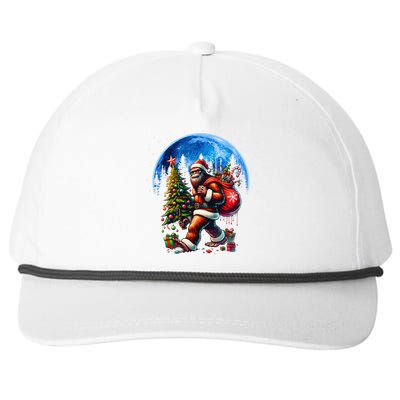 Bigfoot Christmas Santa Hat Sasquatch Moon Xmas Snapback Five-Panel Rope Hat