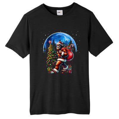 Bigfoot Christmas Santa Hat Sasquatch Moon Xmas Tall Fusion ChromaSoft Performance T-Shirt