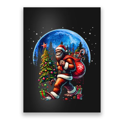 Bigfoot Christmas Santa Hat Sasquatch Moon Xmas Poster