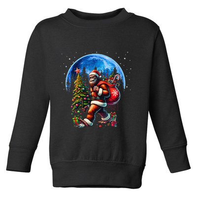 Bigfoot Christmas Santa Hat Sasquatch Moon Xmas Toddler Sweatshirt