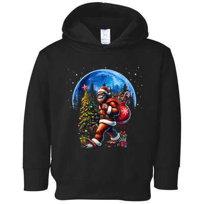 Bigfoot Christmas Santa Hat Sasquatch Moon Xmas Toddler Hoodie