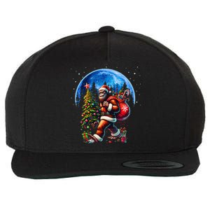 Bigfoot Christmas Santa Hat Sasquatch Moon Xmas Wool Snapback Cap