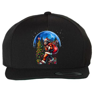 Bigfoot Christmas Santa Hat Sasquatch Moon Xmas Wool Snapback Cap