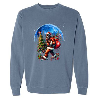 Bigfoot Christmas Santa Hat Sasquatch Moon Xmas Garment-Dyed Sweatshirt