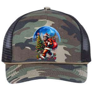 Bigfoot Christmas Santa Hat Sasquatch Moon Xmas Retro Rope Trucker Hat Cap