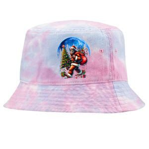 Bigfoot Christmas Santa Hat Sasquatch Moon Xmas Tie-Dyed Bucket Hat