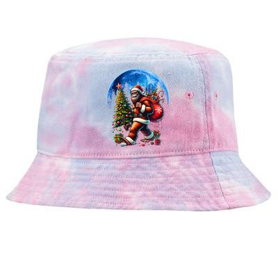 Bigfoot Christmas Santa Hat Sasquatch Moon Xmas Tie-Dyed Bucket Hat