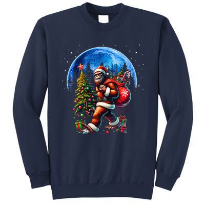 Bigfoot Christmas Santa Hat Sasquatch Moon Xmas Sweatshirt