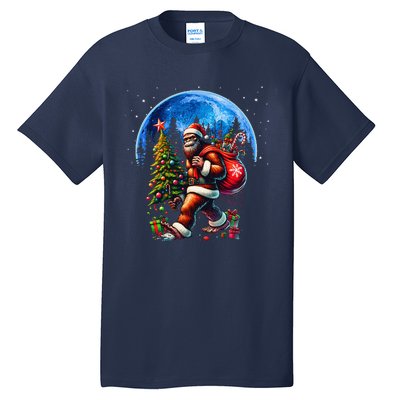 Bigfoot Christmas Santa Hat Sasquatch Moon Xmas Tall T-Shirt