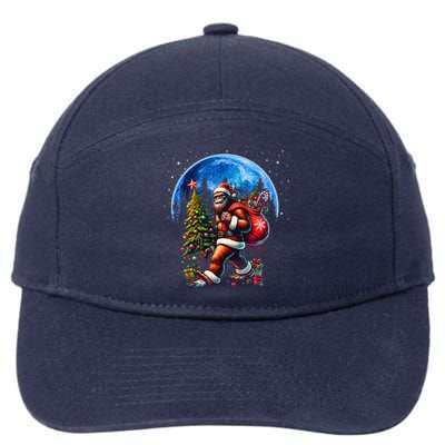 Bigfoot Christmas Santa Hat Sasquatch Moon Xmas 7-Panel Snapback Hat