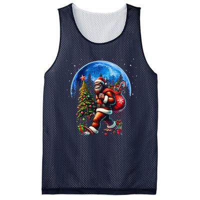 Bigfoot Christmas Santa Hat Sasquatch Moon Xmas Mesh Reversible Basketball Jersey Tank