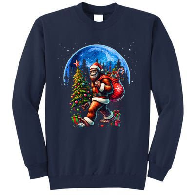 Bigfoot Christmas Santa Hat Sasquatch Moon Xmas Tall Sweatshirt