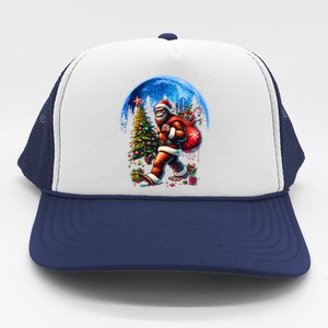 Bigfoot Christmas Santa Hat Sasquatch Moon Xmas Trucker Hat