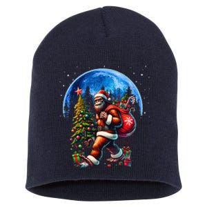 Bigfoot Christmas Santa Hat Sasquatch Moon Xmas Short Acrylic Beanie