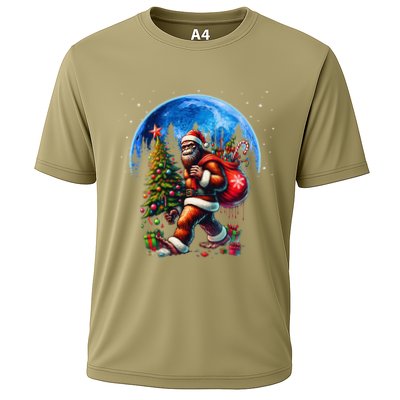 Bigfoot Christmas Santa Hat Sasquatch Moon Xmas Performance Shirt