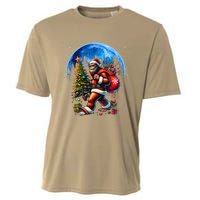 Bigfoot Christmas Santa Hat Sasquatch Moon Xmas Cooling Performance Crew T-Shirt