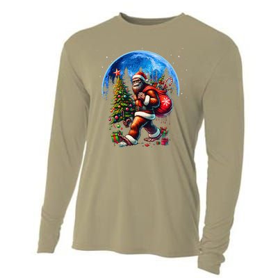 Bigfoot Christmas Santa Hat Sasquatch Moon Xmas Cooling Performance Long Sleeve Crew