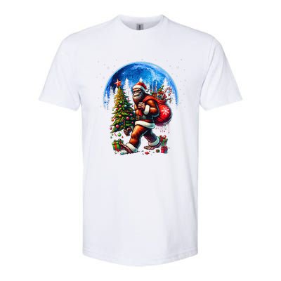 Bigfoot Christmas Santa Hat Sasquatch Moon Xmas Softstyle CVC T-Shirt