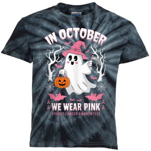 Breast Cancer Support Squad In October We Wear Ghosts Kids Tie-Dye T-Shirt