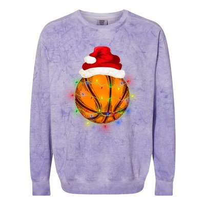 Basketball Christmas Santa Hat Funny Basketball Xmas Meaningful Gift Colorblast Crewneck Sweatshirt