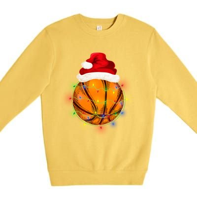 Basketball Christmas Santa Hat Funny Basketball Xmas Meaningful Gift Premium Crewneck Sweatshirt