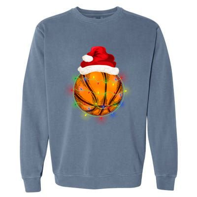 Basketball Christmas Santa Hat Funny Basketball Xmas Meaningful Gift Garment-Dyed Sweatshirt