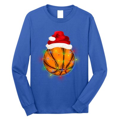 Basketball Christmas Santa Hat Funny Basketball Xmas Meaningful Gift Long Sleeve Shirt