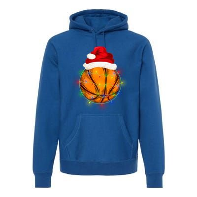 Basketball Christmas Santa Hat Funny Basketball Xmas Meaningful Gift Premium Hoodie