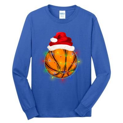 Basketball Christmas Santa Hat Funny Basketball Xmas Meaningful Gift Tall Long Sleeve T-Shirt