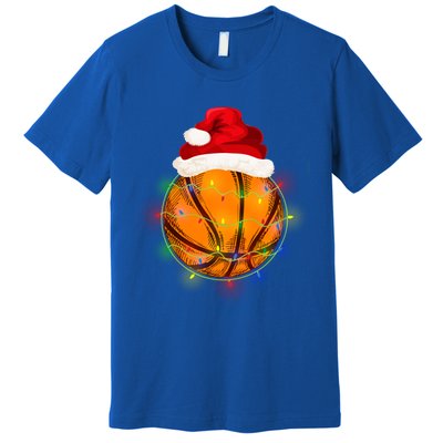 Basketball Christmas Santa Hat Funny Basketball Xmas Meaningful Gift Premium T-Shirt