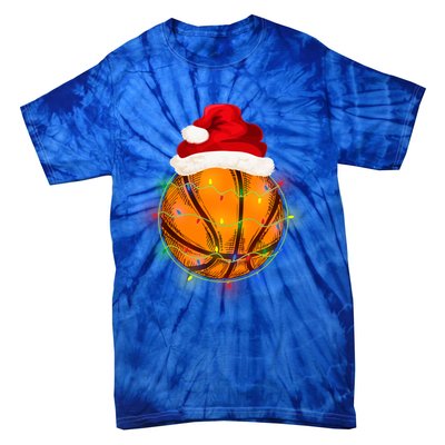 Basketball Christmas Santa Hat Funny Basketball Xmas Meaningful Gift Tie-Dye T-Shirt