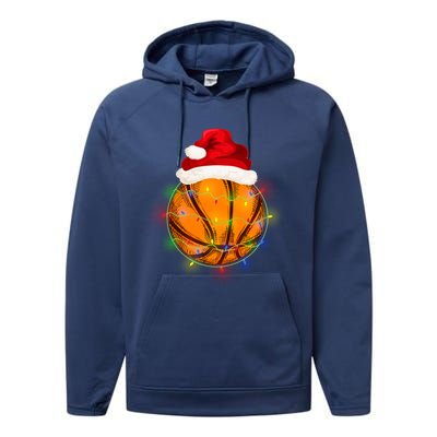 Basketball Christmas Santa Hat Funny Basketball Xmas Meaningful Gift Performance Fleece Hoodie