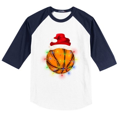 Basketball Christmas Santa Hat Funny Basketball Xmas Meaningful Gift Baseball Sleeve Shirt