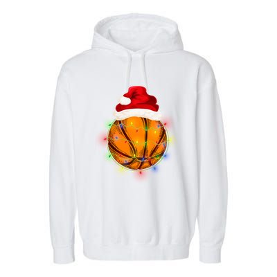 Basketball Christmas Santa Hat Funny Basketball Xmas Meaningful Gift Garment-Dyed Fleece Hoodie