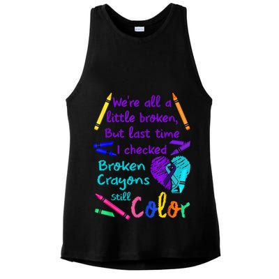 Broken Crayons Still Color Tee Suicide Prevention Awareness Ladies PosiCharge Tri-Blend Wicking Tank
