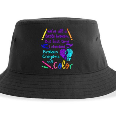 Broken Crayons Still Color Tee Suicide Prevention Awareness Sustainable Bucket Hat